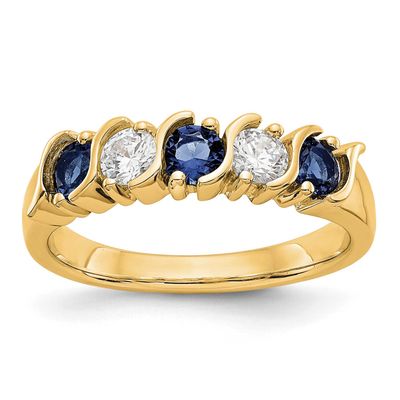 1/3 carat Diamond and Blue Sapphire Complete Band 14k Gold, RM3290B-SA-030-YAA,