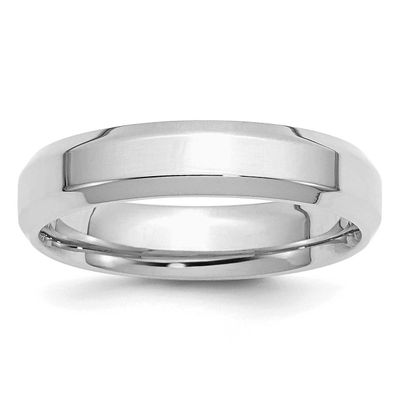 5mm Bevel Edge Ring Sterling Silver Rhodium-plated, QBEC050RH-5,