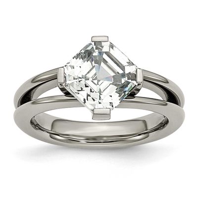 CZ Ring Titanium Polished, TB375-8, 883957538860