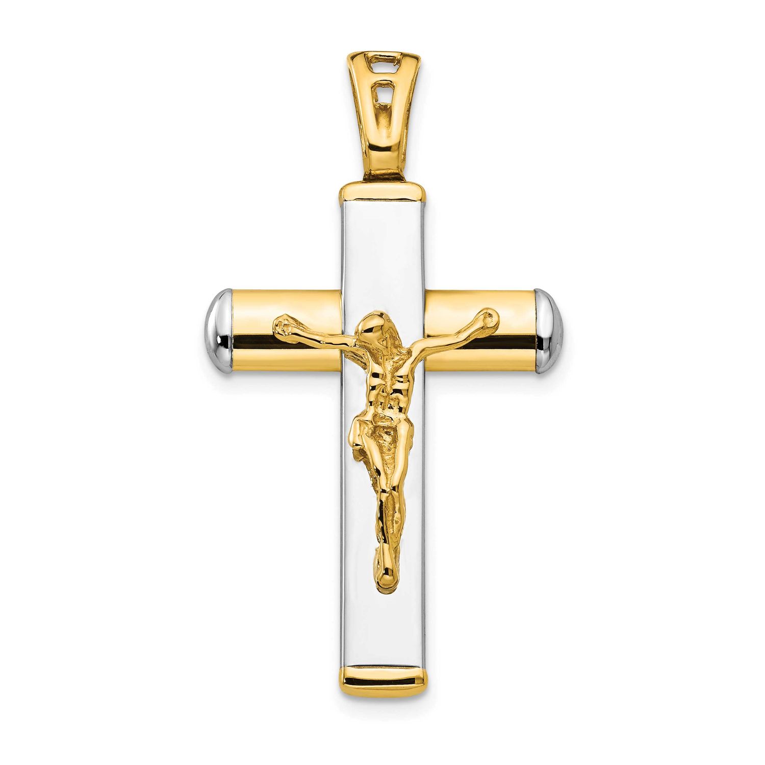 Polished Crucifix Pendant 14k Two-tone Gold, LF1041, 196904081259