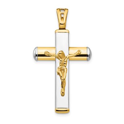Polished Crucifix Pendant 14k Two-tone Gold, LF1041, 196904081259