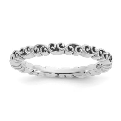 Antiqued Swirl Design Ring Sterling Silver, QSK2292-6,