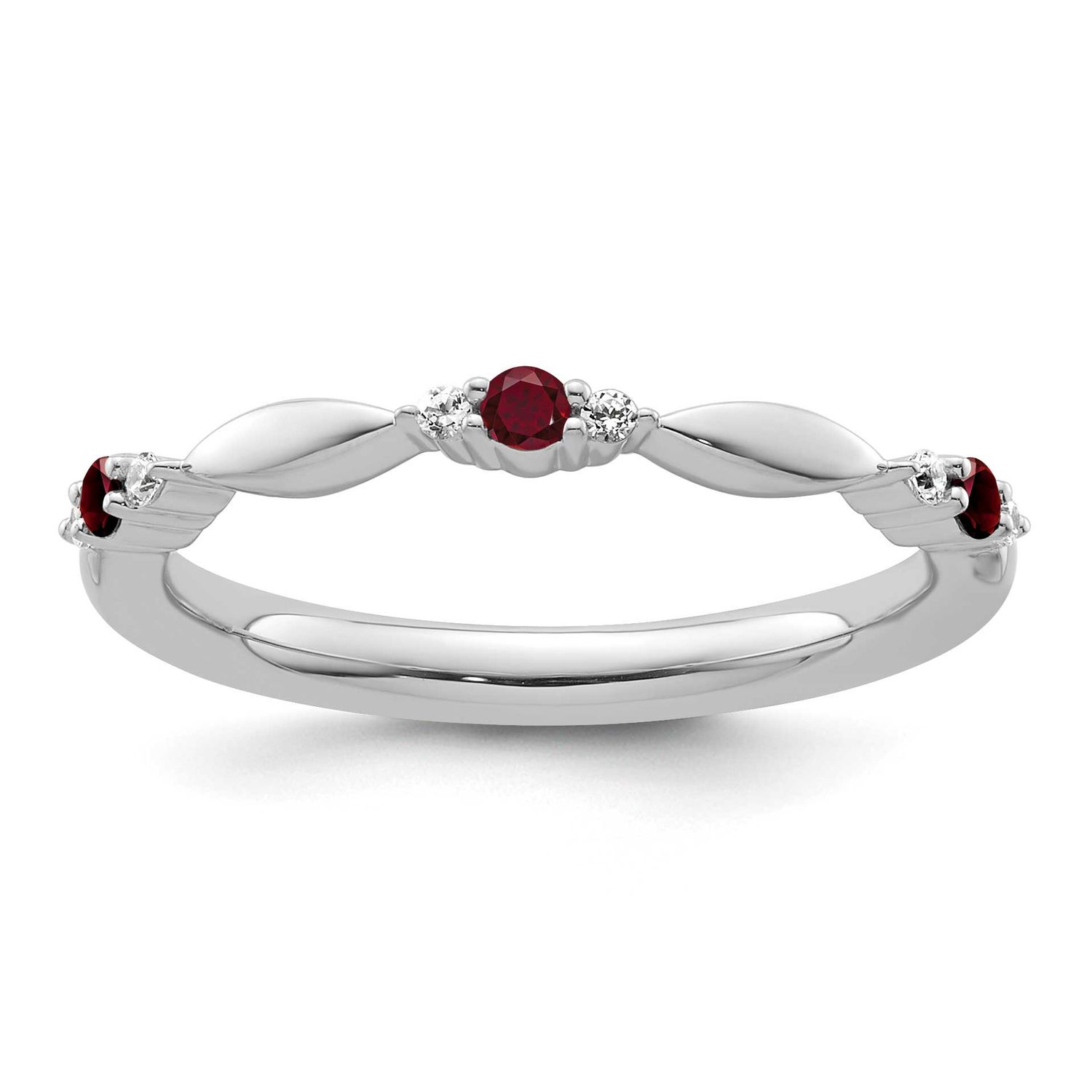 Created Ruby and Diamond Ring 14k White Gold, SK2159-7,