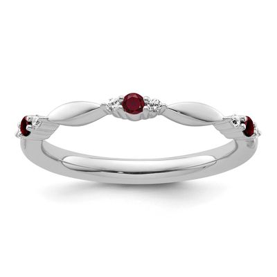 Created Ruby and Diamond Ring 14k White Gold, SK2159-7,