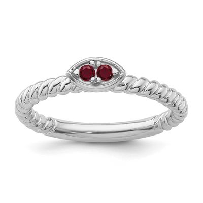 Created Ruby Twisted Ring 14k White Gold, SK2137-6, 196904274927