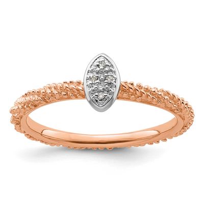 Diamond Rose Gold Plated Ring Sterling Silver, QSK1831-10, 886774375229