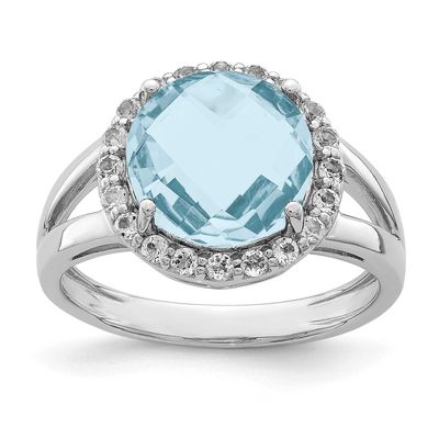 Sky Blue Topaz Ring Sterling Silver Rhodium-plated, QR3077LSBT-5, 883957243856