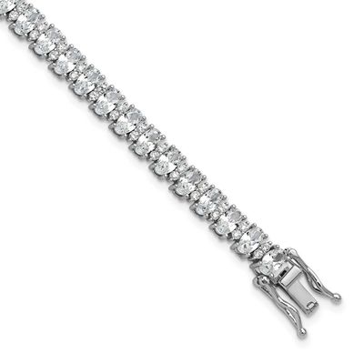 Cheryl M Fancy Oval CZ Bracelet Sterling Silver Rhodium-plated, QCM1672-7.25, 196904276914