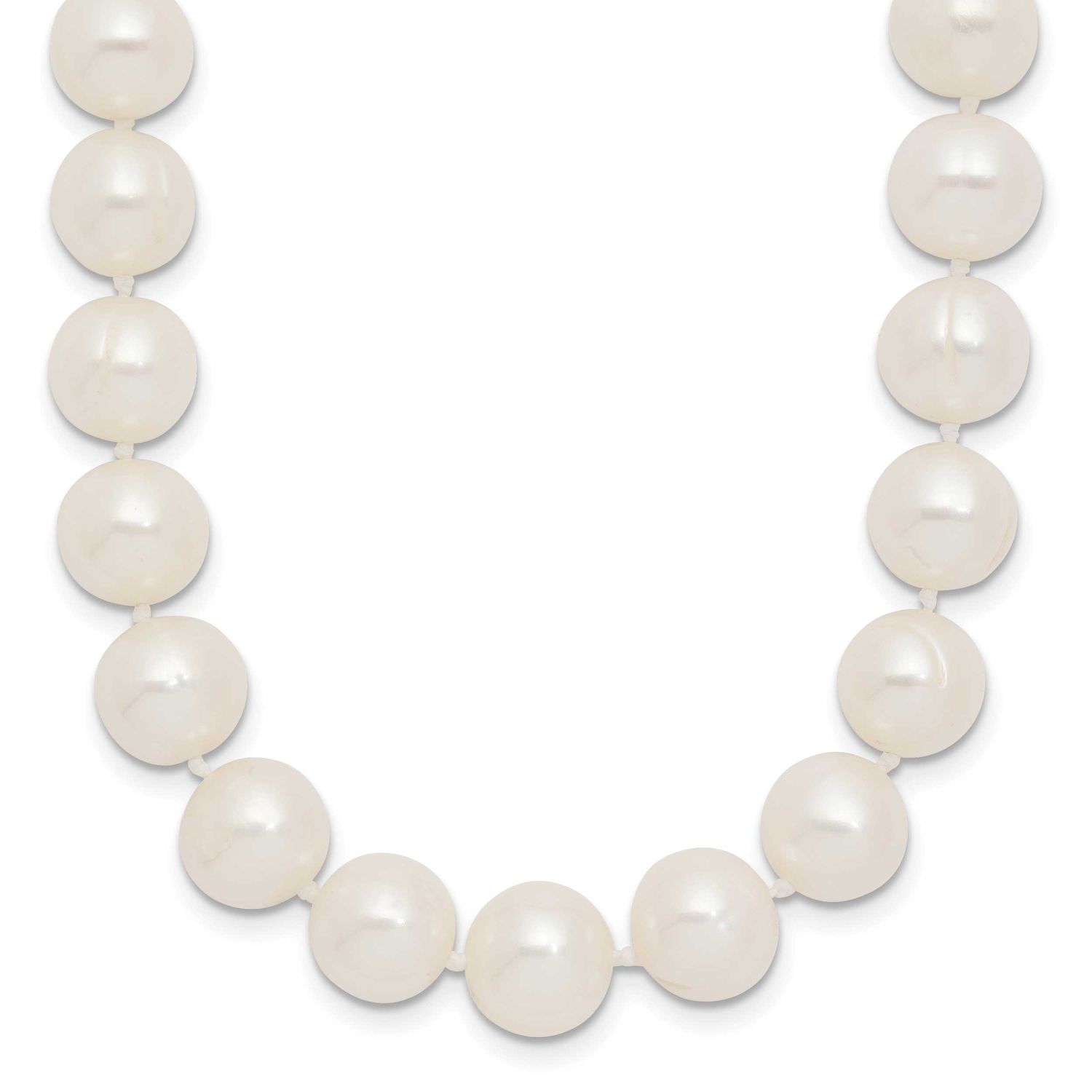 9-10mm White Near Round Freshwater Cultured Pearl 18 inch Necklace 14k Gold, XF871-18,