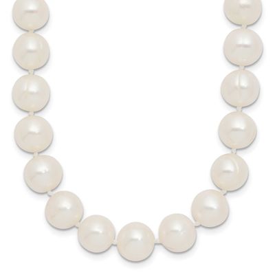 9-10mm White Near Round Freshwater Cultured Pearl 18 inch Necklace 14k Gold, XF871-18,