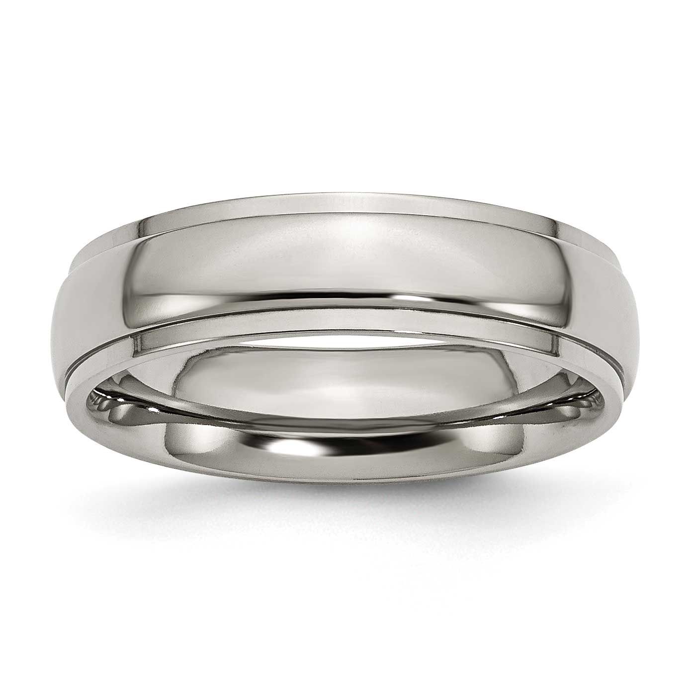 6mm Ridged Edge Band Titanium Polished, TB23-13, 883957801018