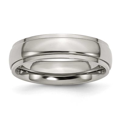6mm Ridged Edge Band Titanium Polished, TB23-13, 883957801018