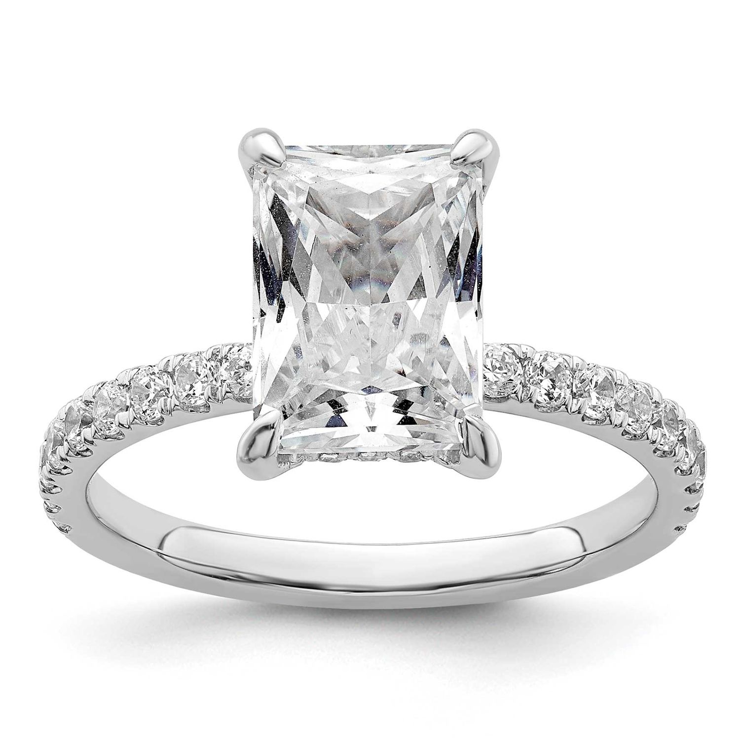 Lab Grown Diamond VS/SI FGH Flair Radiant Semi Engagement Ring 14k White Gold, RM10538-250-WLG,