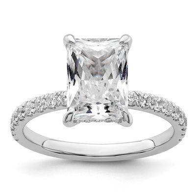 Lab Grown Diamond VS/SI FGH Flair Radiant Semi Engagement Ring 14k White Gold, RM10538-250-WLG,