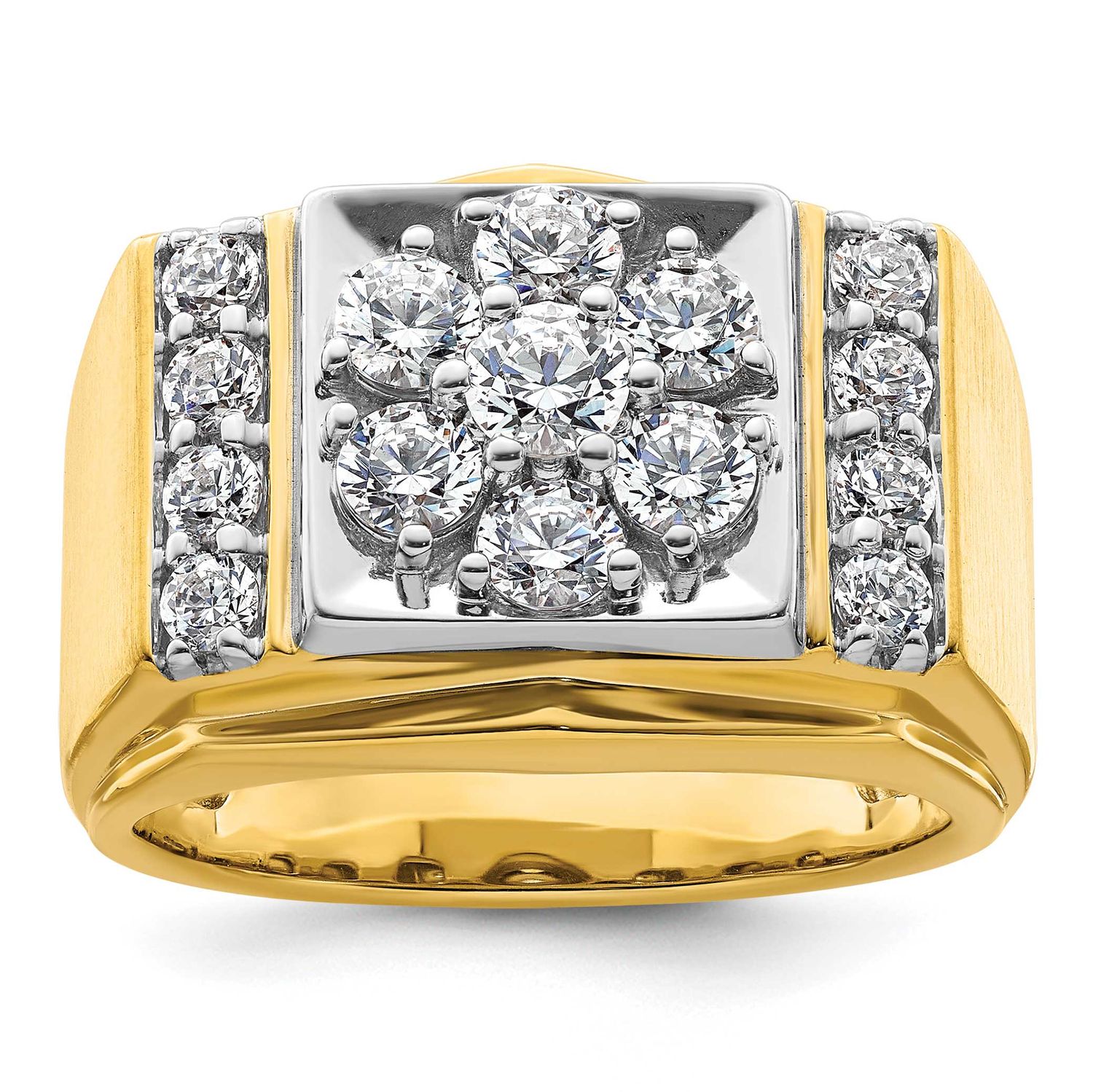 IBGoodman Men&#39;s Polished and Satin Complete Lab Grown VS/SI FG Ring 14k Two-tone Gold, B220080-4YWL