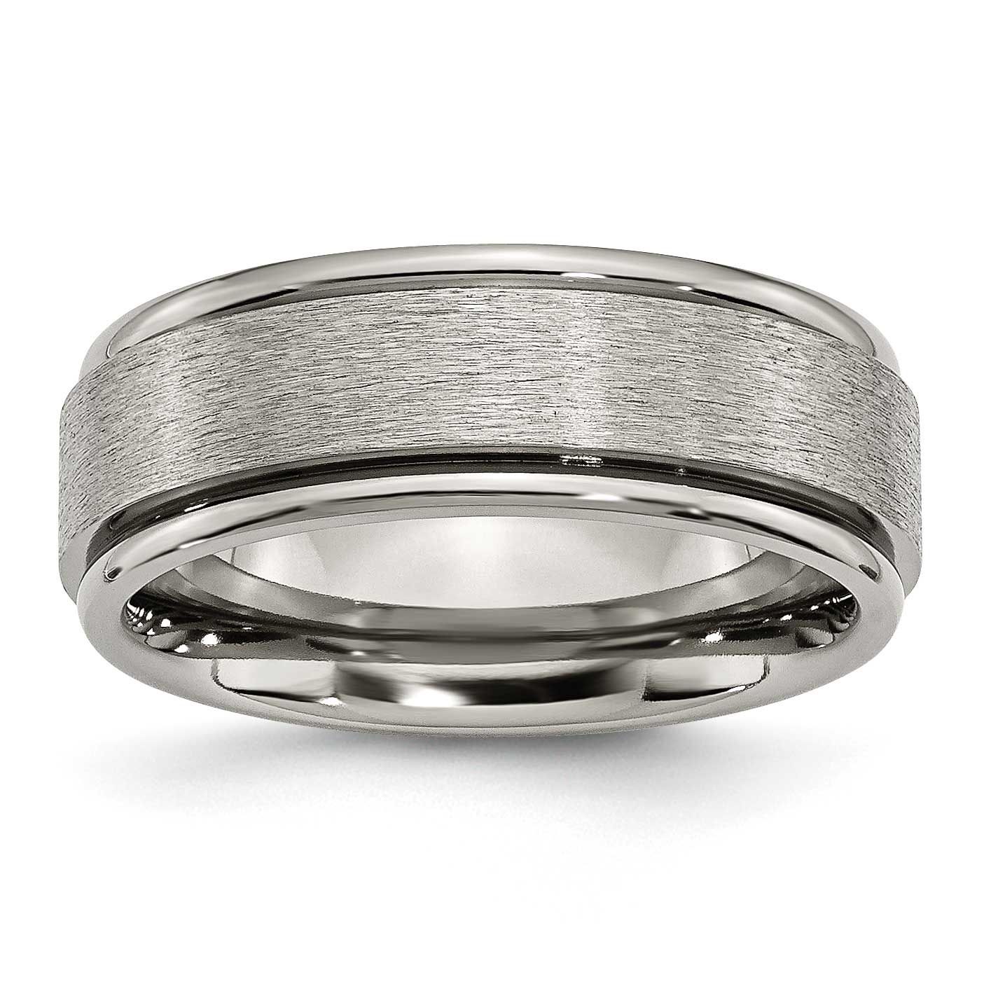 8mm Ridged Edge Band Titanium Brushed Center, TB43-15, 883957815268