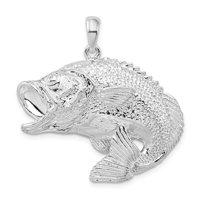 De-Ani Jumping Bass Fish Pendant Sterling Silver Rhodium-plated, QC10180, 637218169320