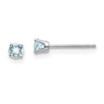 3mm Aquamarine Stud Earrings 14k White Gold, XBE111, 883957217055