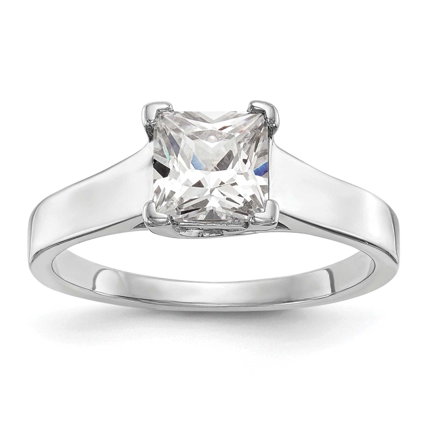 1 carat 5.70mm V-End Square Princess Solitaire Engagement Ring Mounting 14k White Gold, RM1959E-100