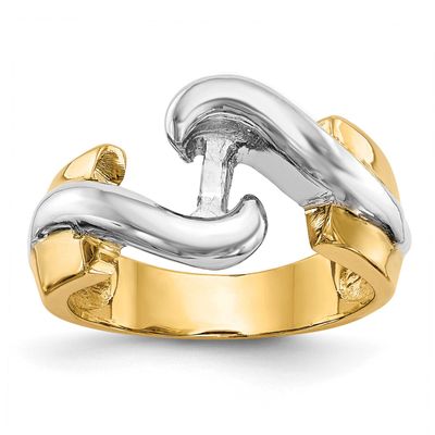 Peg Set Bypass Solitaire Engagement Ring Mounting 14k Two-tone Gold, RM2025E-YW,