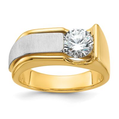 IBGoodman Men&#39;s Polished/Brushed Complete Lab Grown VS/SI FGH Ring 14k Two-tone Gold, B64143-4YWLG,