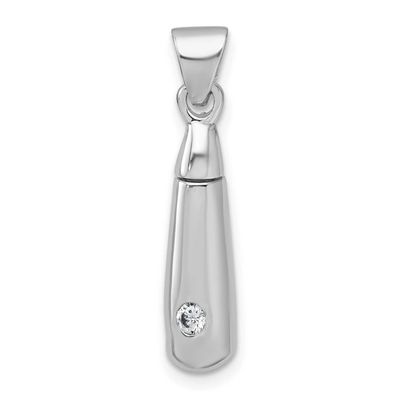 Polished CZ Ash Holder Pendant Sterling Silver Rhodium-plated, QC11533,