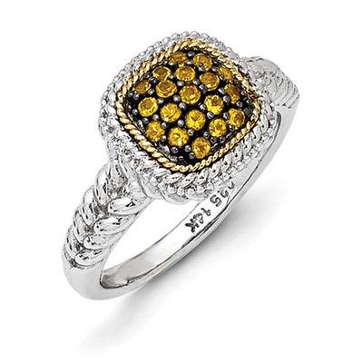 14k and Black Rhodium Citrine Ring Sterling Silver, QTC1110-7,