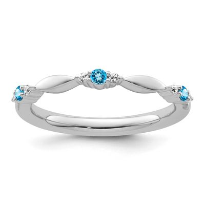 Blue Topaz and Diamond Ring 14k White Gold, SK2164-5,