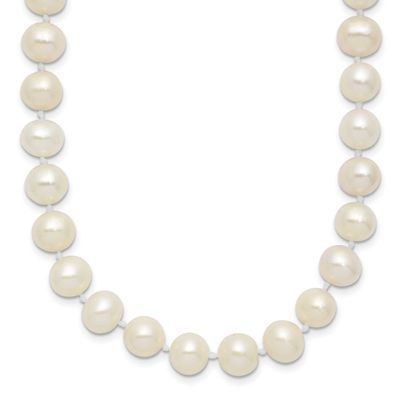 7-8mm White Near-Round Freshwater Cultured Pearl 28 inch Necklace Sterling Silver Rhodium-plated, Q