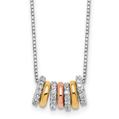 Cheryl M Rose and Yellow Gold-plated Polished CZ Circles 16 Inch with 2 Inch Extension Necklace Ste