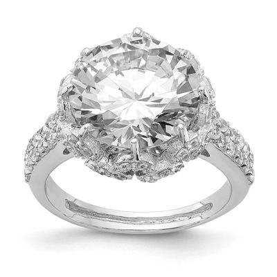 Cheryl M Brilliant-cut Round CZ Ring Sterling Silver Rhodium-plated, QCM175-8, 191101185182