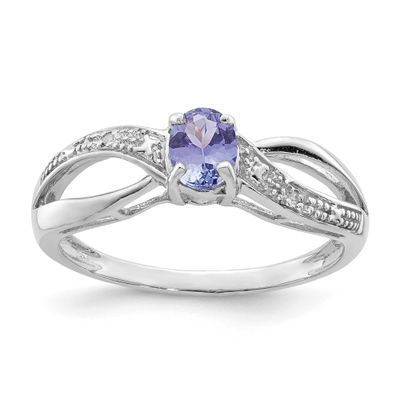 Plated Diamond and Tanzanite Ring Sterling Silver Rhodium-plated, QR4484TZ-9, 883957680095