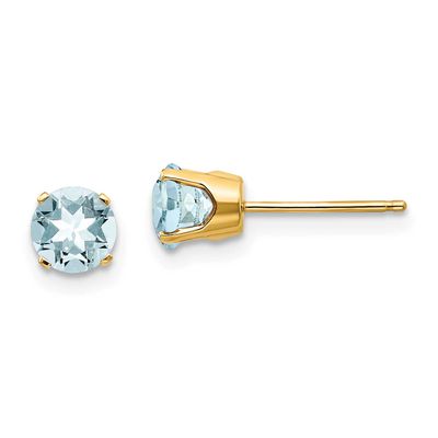 5mm Aquamarine Earrings - March 14k Gold, XBE63, 883957217413
