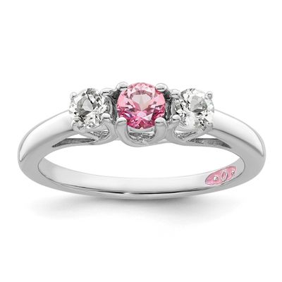 Survivor Collection Clear and Pink Topaz Pamela Ring Sterling Silver Rhodium-plated, SV205SS-7, 886