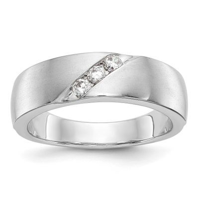 3-Stone 1/5 carat Diamond Complete Men&#39;s Band 14k White Gold, RM3500B-021-WAA, 196904148471