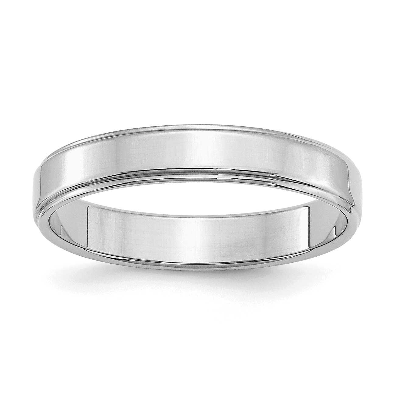 4mm Flat Step Edge Ring Sterling Silver Rhodium-plated, QWFE040RH-8.5,