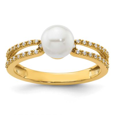 Diamond and Pearl Fashion Ring 14k Gold Polished, RM10190-010-YAA,