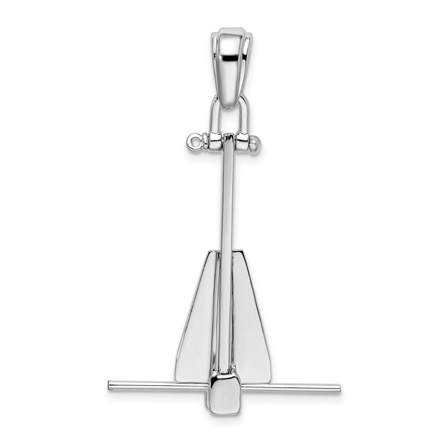 De-Ani Polished 3D Moveable Danforth Anchor Pendant Sterling Silver Rhodium-plated, QC10083, 637218