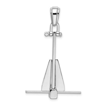 De-Ani Polished 3D Moveable Danforth Anchor Pendant Sterling Silver Rhodium-plated, QC10083, 637218