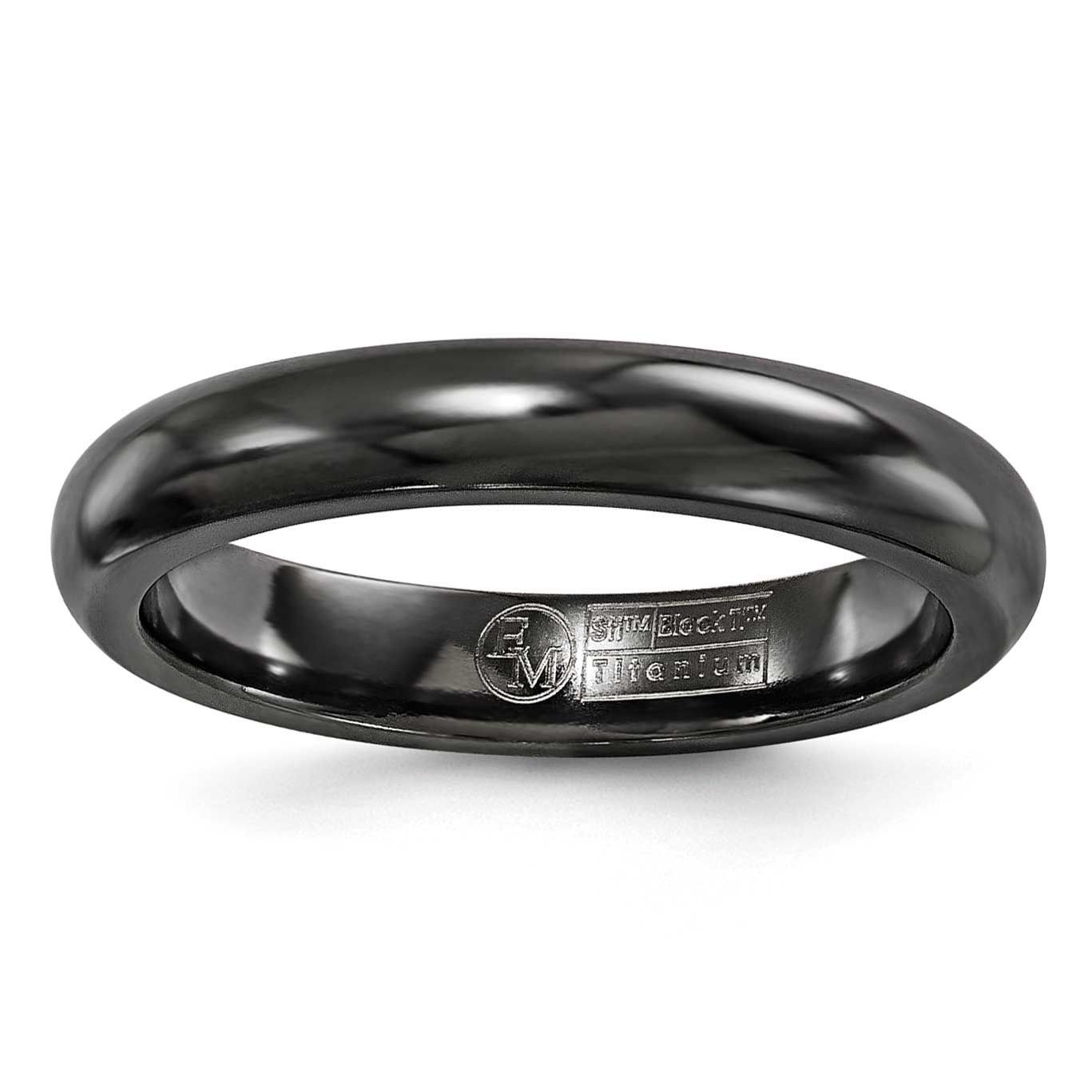 Edward Mirell Black Ti Polished Domed 4mm Band Titanium, EMR123-4MM-12,