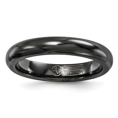 Edward Mirell Black Ti Polished Domed 4mm Band Titanium, EMR123-4MM-12,