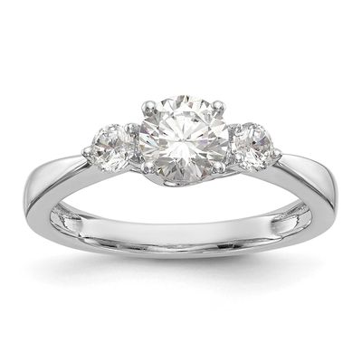3-Stone Holds 5.8mm Round Center and 2-3.1mm Round Sides Engagement Ring Mounting 14k White Gold, R