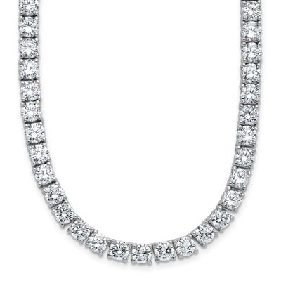 Cheryl M Polished 5.00mm CZ with Safety Clasp Tennis Necklace Sterling Silver Rhodium-plated, QCM18