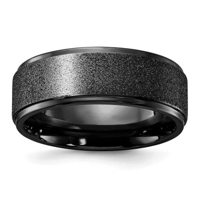Laser-cut Center Black IP-plated 8mm Band Titanium Polished, TB559-8.5, 196904294604