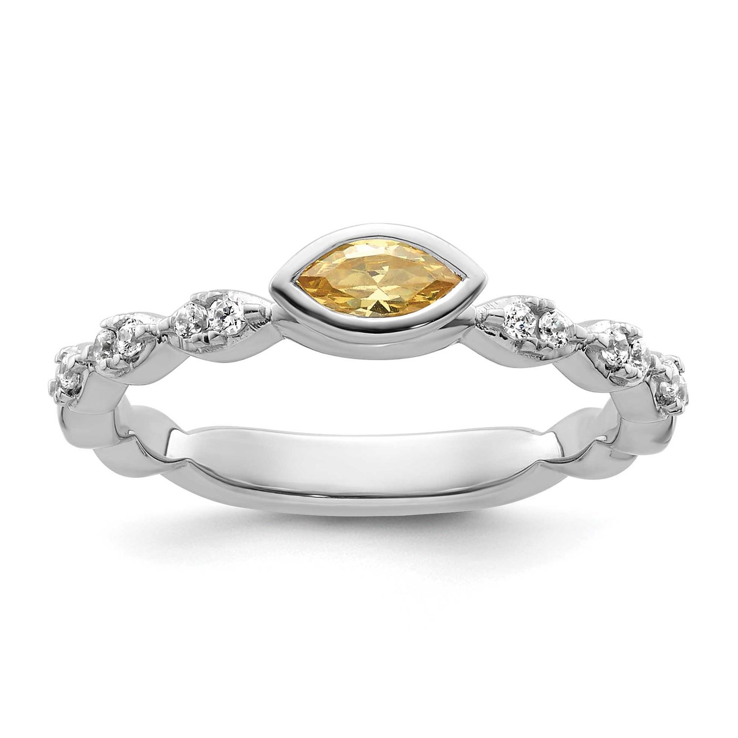 Citrine and Diamond Ring 14k White Gold, SK2129-6, 196904275245