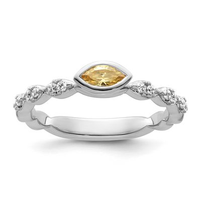 Citrine and Diamond Ring 14k White Gold, SK2129-6, 196904275245