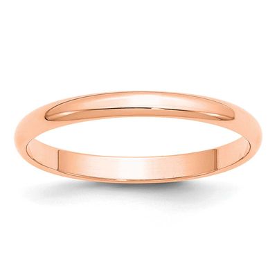 2.5mm Half Round Band 14k Rose Gold, RHRL025-4.5,
