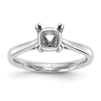 3/4 carat 6.00mm 4-Prong Cushion-cut Solitaire Engagement Ring Mounting 14k White Gold, RM1963E-075