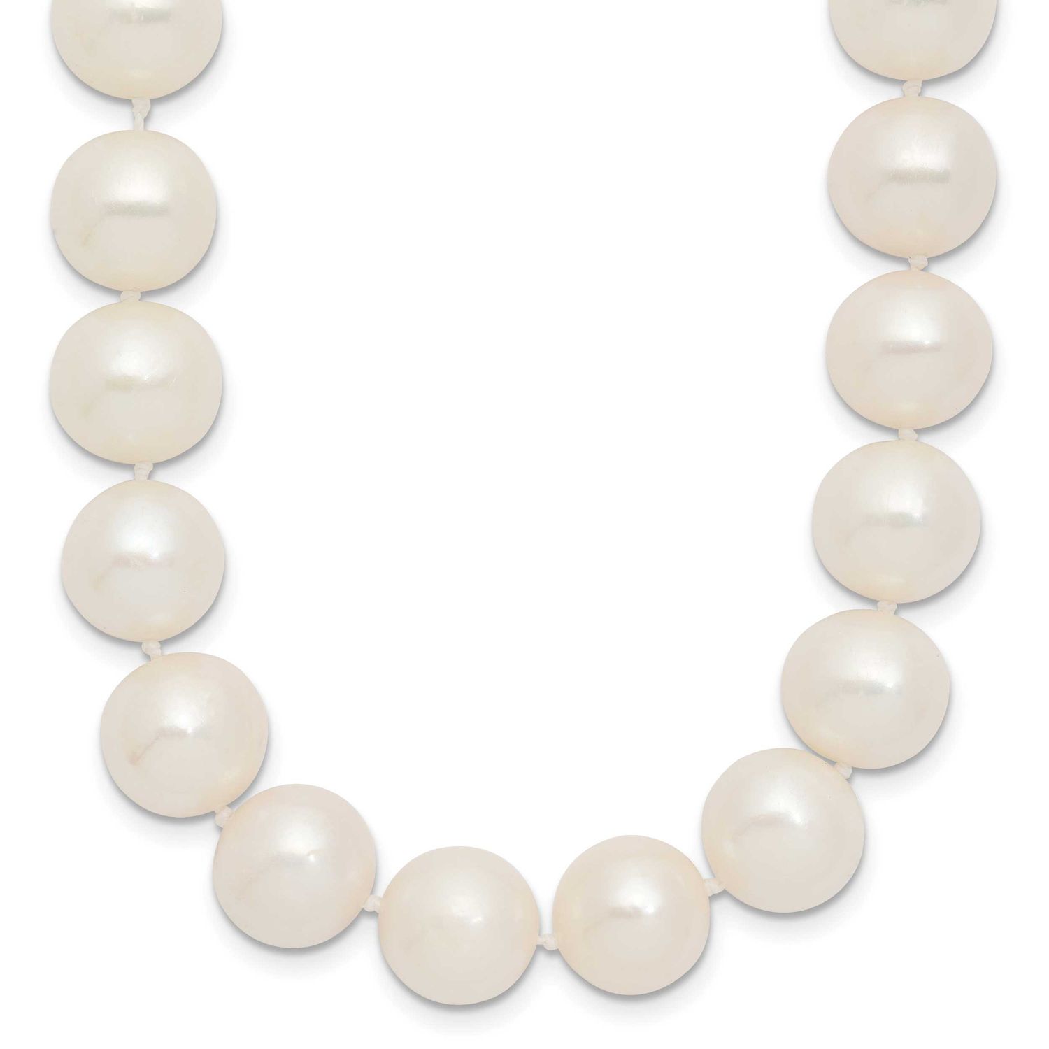 10-11mm White Near Round Freshwater Cultured Pearl 18 inch Necklace 14k Gold, XF872-18,
