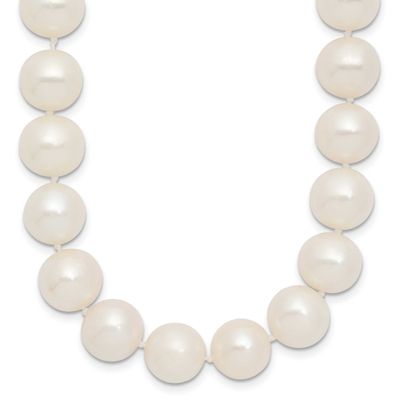 10-11mm White Near Round Freshwater Cultured Pearl 18 inch Necklace 14k Gold, XF872-18,